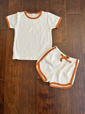 Short Sleeved Ribbed 2-Piece Set